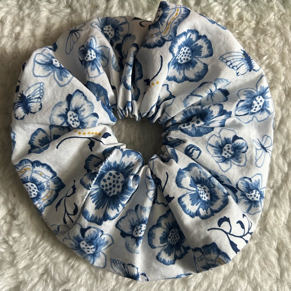 FREE Handmade Scrunchie Floral Blue Butterfly